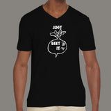 Just Beet It Funny Vegan V Neck T-Shirt For Men india