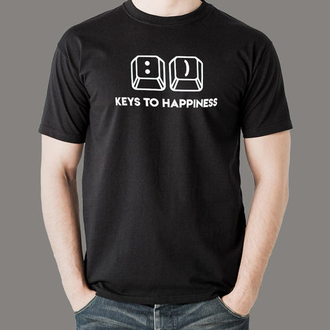 Keys To Happiness Funny Keyboard T-Shirt For Men India