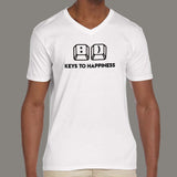 Keys To Happiness Funny Keyboard V Neck T-Shirt For Men Online