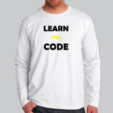 Learn To Code Funny Programming Code Full Sleeve T-Shirt For Men  India