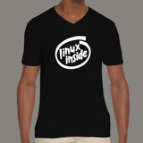 Linux Inside V Neck T-Shirt For Men Online India