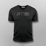 MUSIC, CAMERA, LOVE V Neck T-shirt For Men Online Teez
