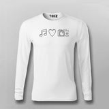 MUSIC, CAMERA, LOVE Full Sleeve T-shirt For Men Online Teez