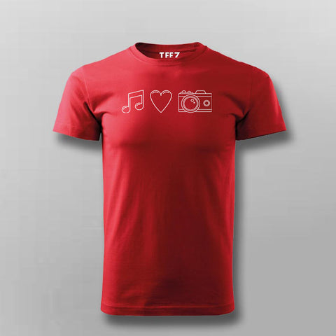 MUSIC, CAMERA, LOVE T-shirt For Men Online Teez
