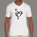Music Heart v neck T-Shirt For Men india