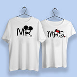 Mr and Mrs Mickey Minnie Mouse Cut Couple T-Shirts Online India