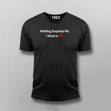 NOTHING SURPRISES TO ME I WORK IN HR Funny V-neck T-shirt For Men Online India