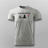 Plan For The Day Coffee Yoga Wine Funny T-Shirt For Men
