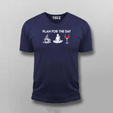 Plan For The Day Coffee Yoga Wine Funny T-Shirt For Men