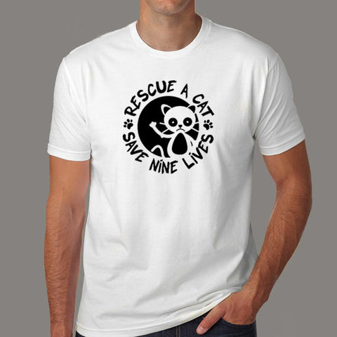 Rescue A Cat Save Nine Lives T-Shirt For Men Online India