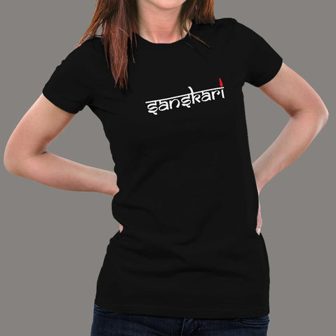 Sanskari Indian Desi Girl Hindi Funny T-Shirt online india