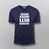 Seeda Aadmi Ulti Duniya Funny Hindi T-shirt For Men