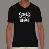 Saved By Grace V Neck T-Shirt For Men Online India