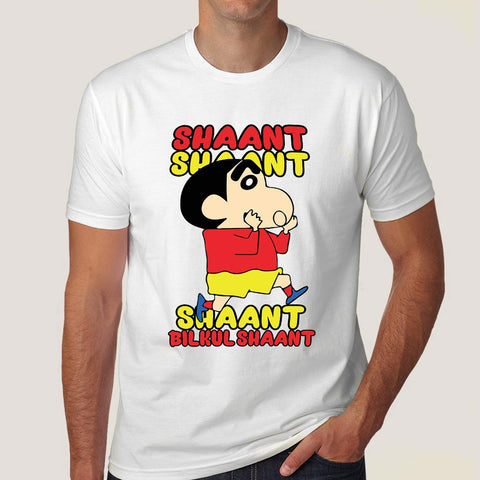 Shin Chan Shaant Shaant Hindi Cartoon T-shirt For Men