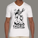 Lord Shiva Holy Smoke Men's  v neck T-shirt online india