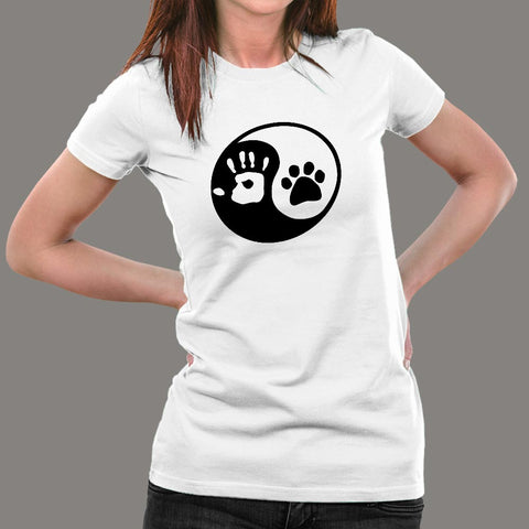 Yin Yang Human And Dog T-Shirt For Women Online India