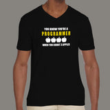 You Know You're A Programmer When You Count 3 Apples V Neck T-Shirt For Men Online India