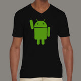 Android Mascot Men's v neck T-shirt online india