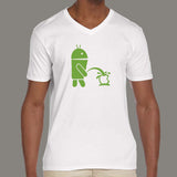Android Peeing on Apple Men's v neck T-shirt online india