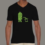 Android Peeing on Apple Men's technology v neck T-shirt online india