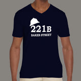 221B Baker Street - Sherlock Holmes Men's v neck T-shirt online india