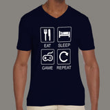Eat Sleep Game T-shirt For Men v neck tshirts online india