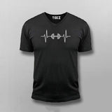 Dumbbell Heartbeat V Neck T-shirt For Men Online India