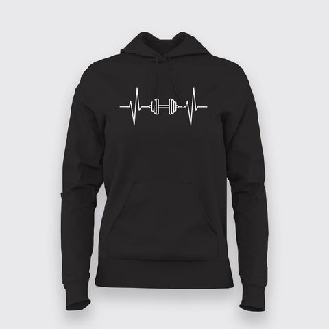 Dumbbell Heartbeat Hoodies For Women