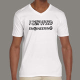 I survived Engineering Men's funny v neck T-shirt online 
