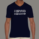 I survived Engineering Men's funny v neck T-shirt online india