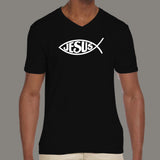Jesus Fish Men's Christian religious  v necck T-shirt online india