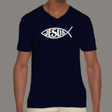Jesus Fish Men's Christian v necck T-shirt online india