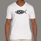 Jesus Fish Men's Christian v necck T-shirt online 
