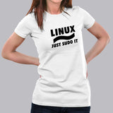 Linux Just Sudo It Programmer T-Shirt For Women india