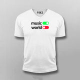 Music On World Off V Neck T-shirt For Men Online Teez