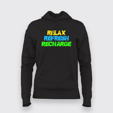 RECHARGE, RECOVER, RELAX Gym Quotes Hoodies For Women Online India