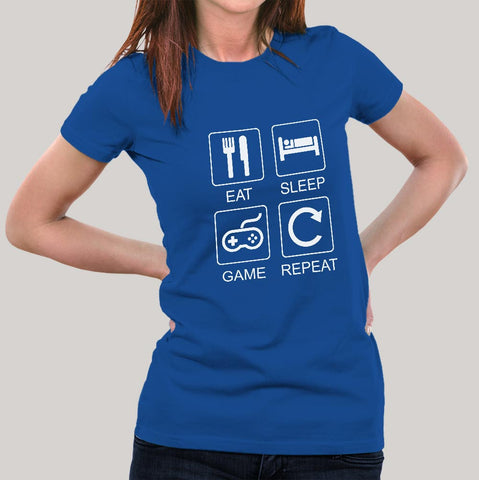 Eat Sleep Game T-shirt For Women