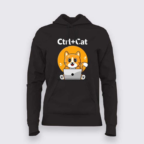 Ctrl + Cat Funny Coding Hoodie For Women