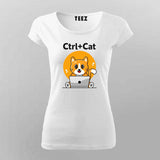 Ctrl + Cat Funny Coding T-shirt For Women