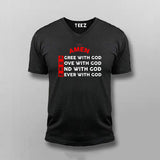 Amen Black V Neck T Shirt For Men