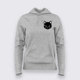 Black Cat Face Hoodie For Women – Minimal Aesthetic Tee