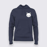 Black Cat Face Hoodie For Women – Minimal Aesthetic Tee