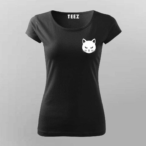 Black Cat Face T-shirt For Women – Minimal Aesthetic Tee