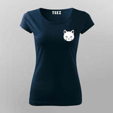 Black Cat Face T-shirt For Women – Minimal Aesthetic Tee