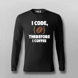 I Code Therefore I Coffee Men’s T-Shirt – Funny Coder Tee