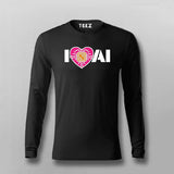 I Love AI Tech Circuit Heart T-Shirt for Men
