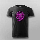 Commit Push Cry T-Shirt for Men – Developer Cycle Humor