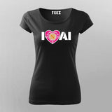 I Love AI Tech Circuit Heart T-Shirt for Women
