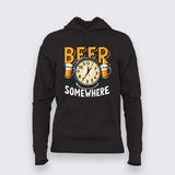 Beer Somewhere T-Shirt for Women – Funny Tee Online India