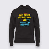 AI-Written Resume T-Shirt For Women – Code. ChatGPT. Repeat.
